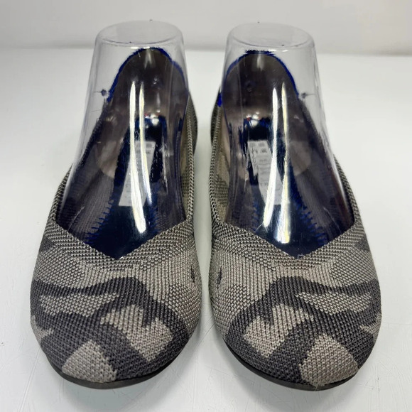 Rothy’s Round Toe Gray Camo Neon Heel Stripe Flats Retired Rare Size 6.5 - Picture 5 of 13